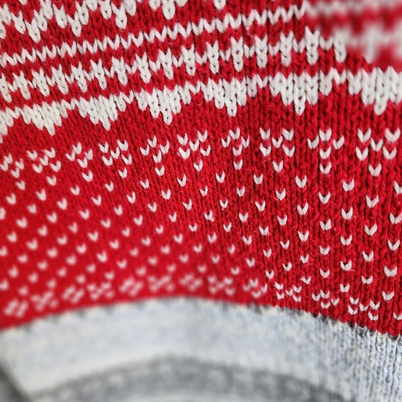 COTTON COUNTRY By PARKHURST  sweater FAIRISLE knit pattern women’s M RED & GRAY - Picture 9 of 9